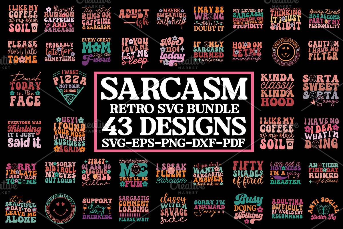 Sarcasm Svg Bundle, Funny quotes, a Graphic by Designer302 (Photo 1 of 46)