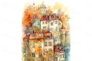 Cute watercolor town houses bundle, a Decorative Illustration by Bubert Art (Thumbnail 4 of 5)