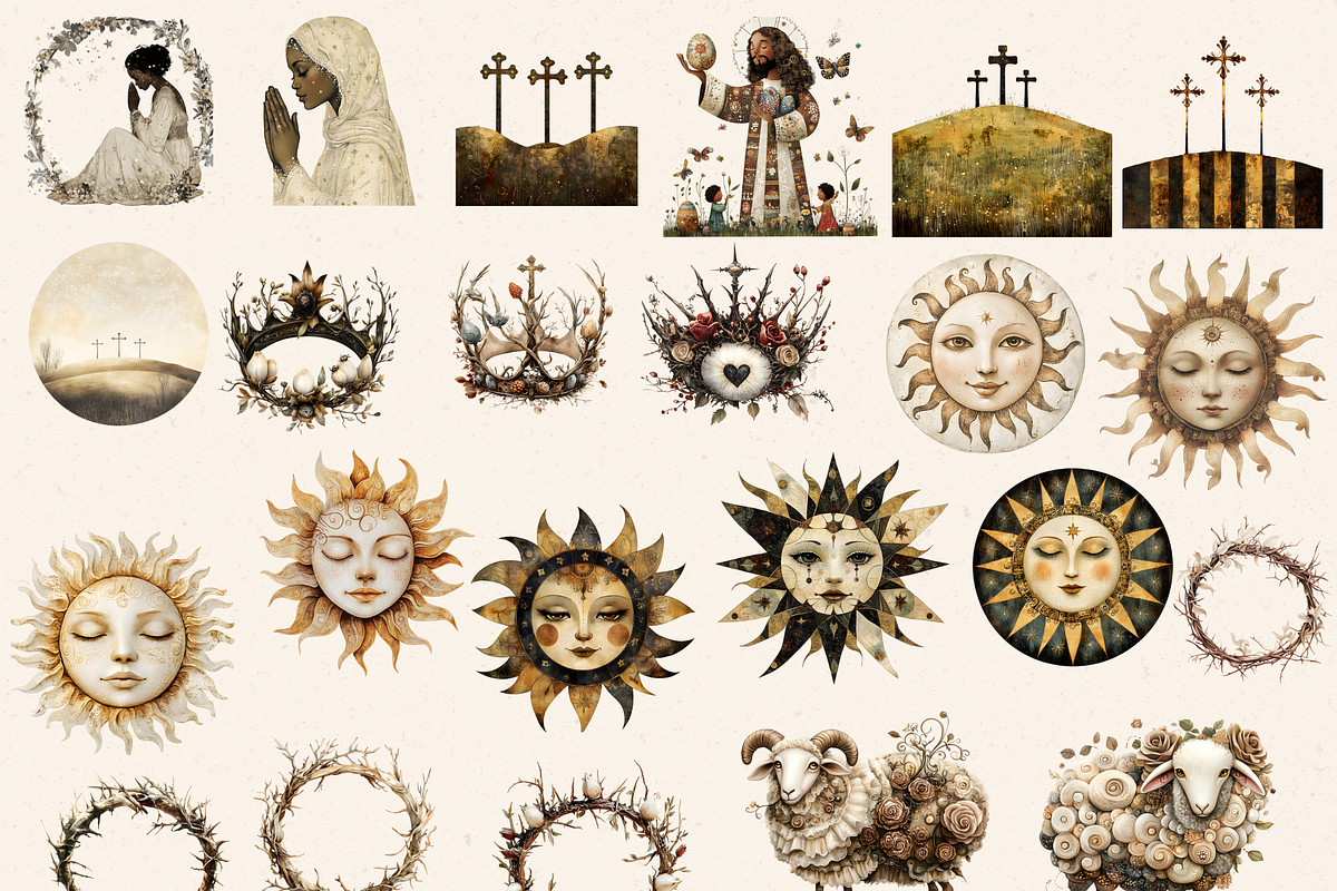 NEUTRAL EASTER BIBLICAL CLIPART, a Person Illustration by Daring Digies (Photo 2 of 10)