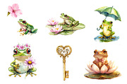 Spring Frogs Watercolor Clipart, an Illustration by CreationArt (Thumbnail 2 of 5)