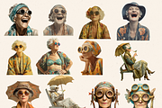 VINTAGE OLD LADY BEACH CLIPART PACK, a Person Illustration by Daring Digies (Thumbnail 5 of 10)