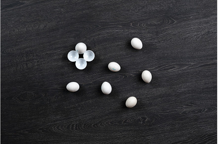 the some white chicken eggs flat lay, a Food & Drink Photo by Mikee's stuff