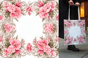 SET Mockup Border Frame Flower Rose