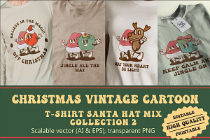 Christmas Santa Hat Mix Cartoon, an Illustration by vectstudio