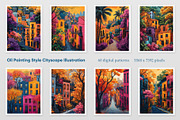 Oil Painting Style Cityscape, a Decorative Illustration by Housui Patterns (Thumbnail 2 of 9)