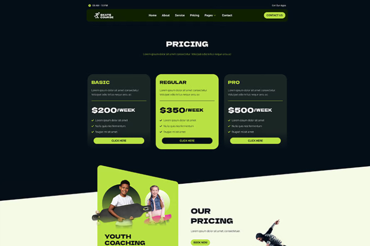 Skateboard Lesson Elementor Kit, a WordPress Template by UInstrument (Photo 5 of 10)
