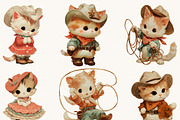 Vintage Cowboy & Cowgirl Cats, an Animal Illustration by BusyDaydesign (Thumbnail 3 of 9)