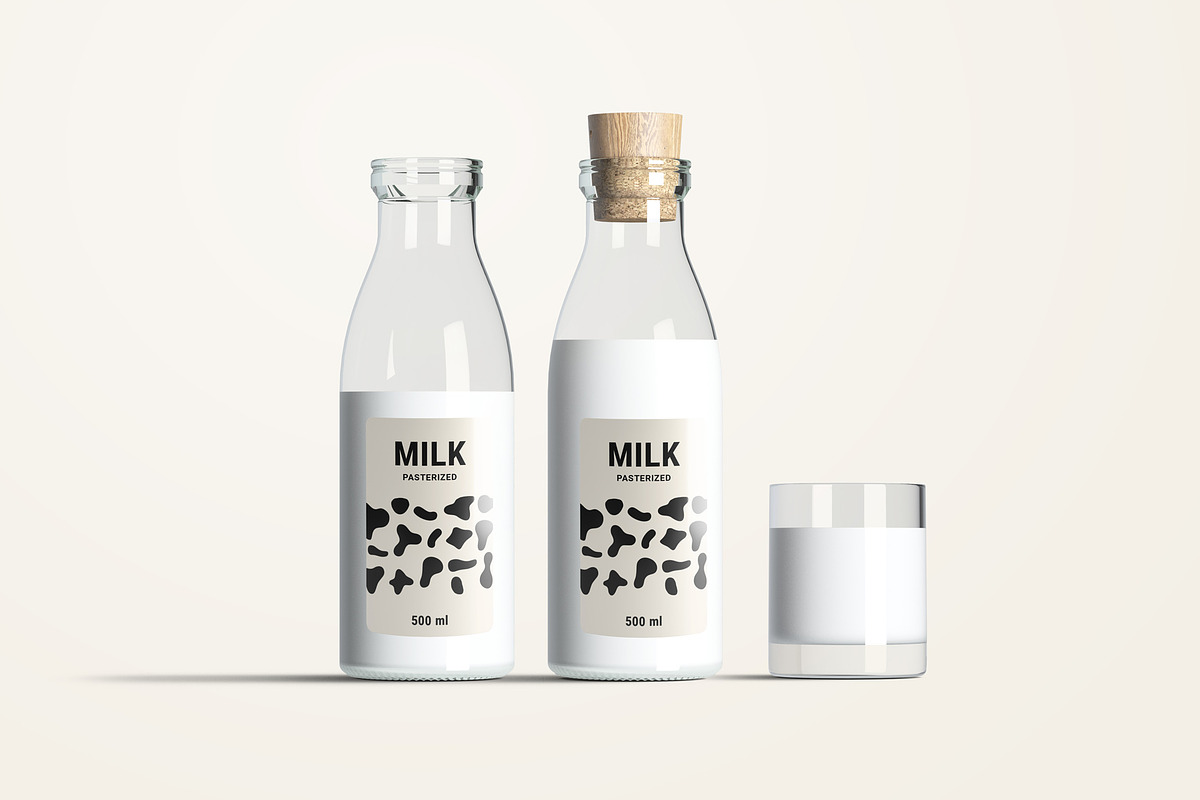 Fresh Milk Glass Bottle Mockup Set, a Product Mockup by PSD Market (Photo 5 of 20)