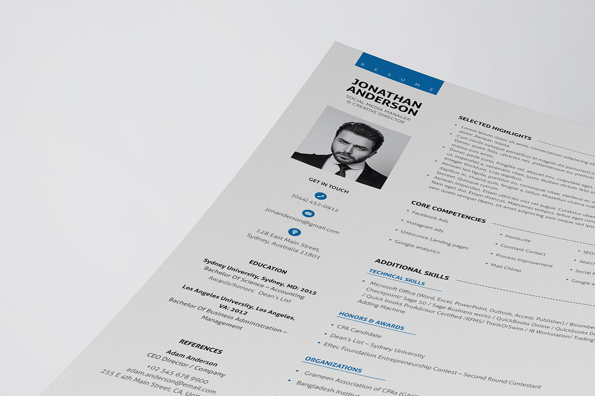 Professional Resume/CV Template, a Resume Template by HueNestify (Photo 3 of 5)