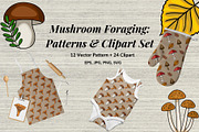Mushroom Foraging: Patterns&Clipart, a Pattern Graphic by Elatedowl (Thumbnail 1 of 13)