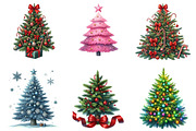 Watercolor Christmas Tree Clipart, an Illustration by SinaCreation (Thumbnail 3 of 7)