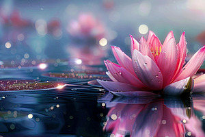 very beautiful lotus flower on the w, a Photo by LOGOCREATIVE