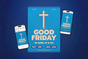 Blue Vintage Good Friday Flyer Set, a Flyer Template by The Good Store