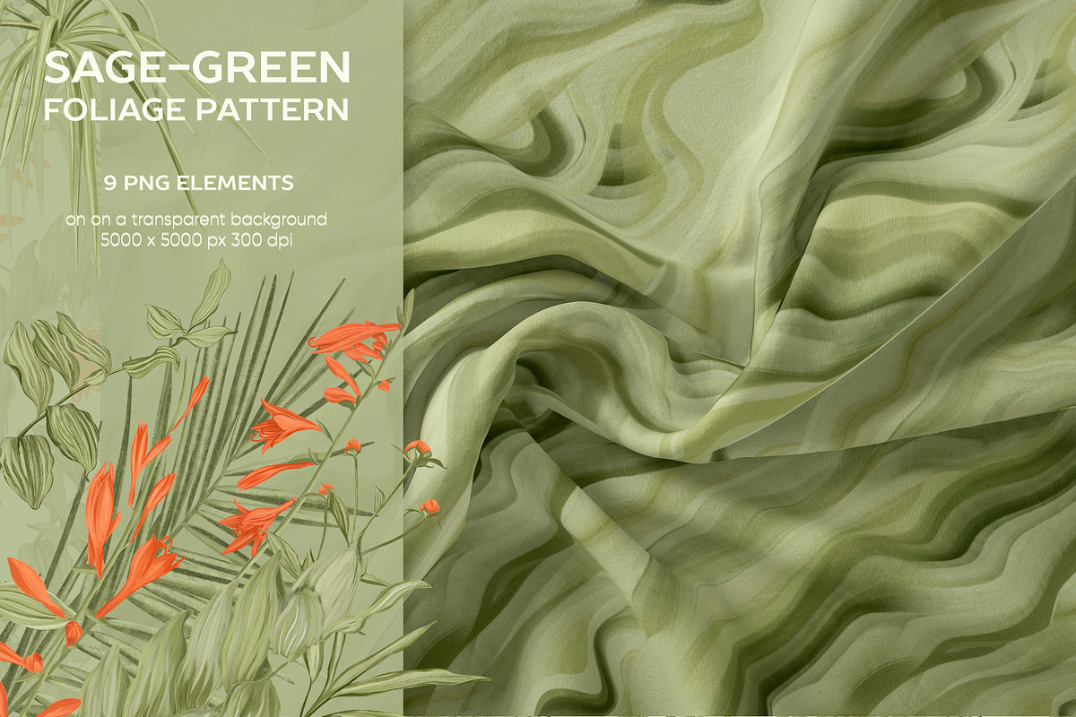 Sage-green foliage pattern, a Pattern Graphic by ANAKOTO (Photo 6 of 13)