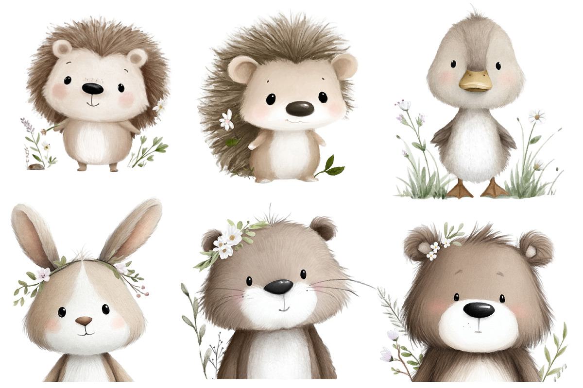Watercolor Spring Woodland Animals, an Illustration by Designworld (Photo 2 of 4)