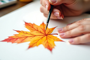 Artist paints a vibrant watercolor, a Holiday Photo by Artonix
