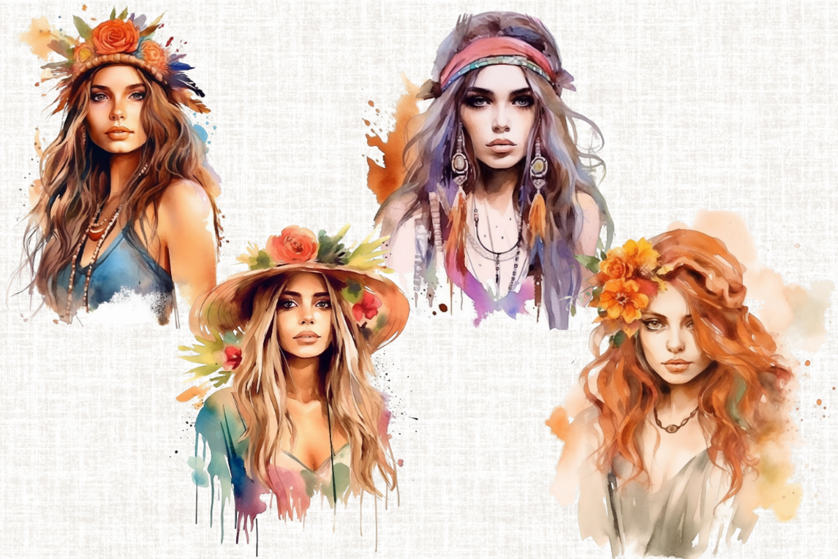 Watercolor Bohemian Beauty, a Person Illustration by Mash Mash Stickers (Photo 6 of 9)