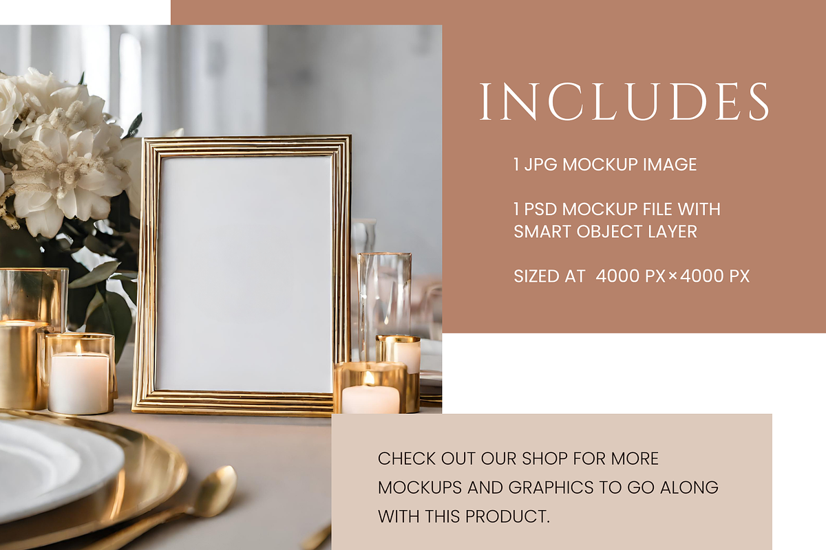Gold Frame Wedding Sign Mockup, a Merchandise Mockup by Summit Avenue (Photo 4 of 5)