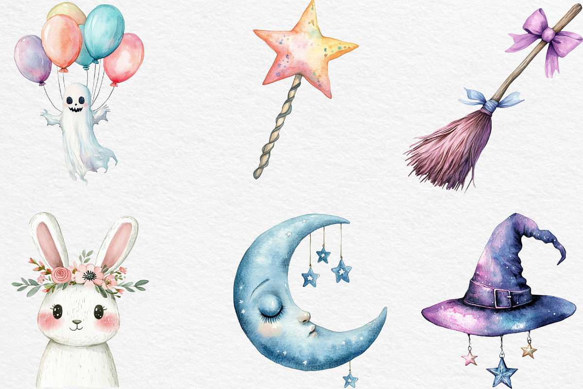 Pastel Halloween Cute Clipart, an Illustration by Black Bird Studio (Photo 3 of 6)