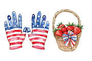 Watercolor Patriotic Garden Clipart, an Illustration by SinaCreation (Thumbnail 5 of 5)