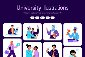 University Illustration Art Set, an Education Illustration by Creative Stall