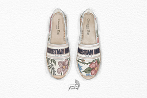 Watercolor Dior Shoe Clipart