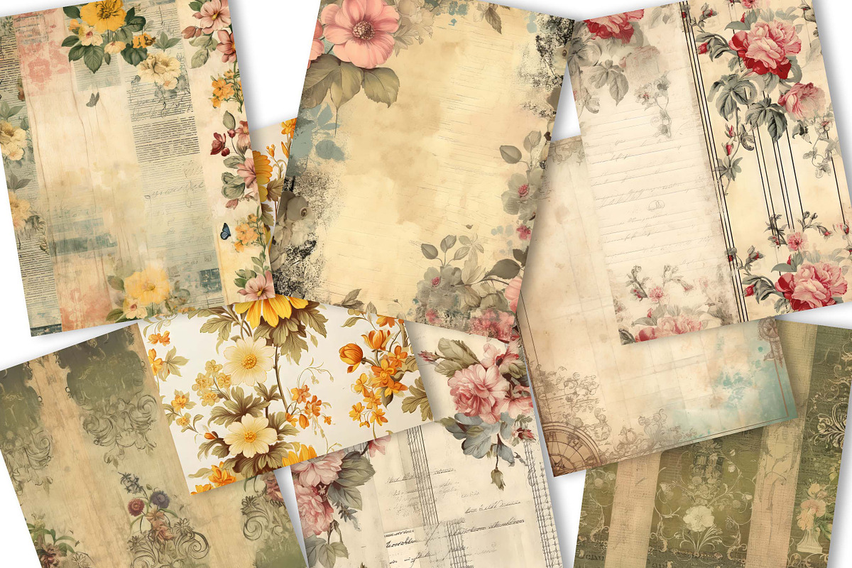 Decorative Junk Journal Paper Pack, a Background Graphic by BusyDaydesign