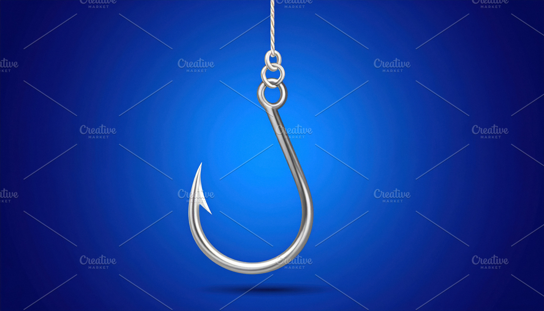 Suspended Silver Fishing Hook on Blue Background, a Sports & Recreation Photo by Davizro's Market