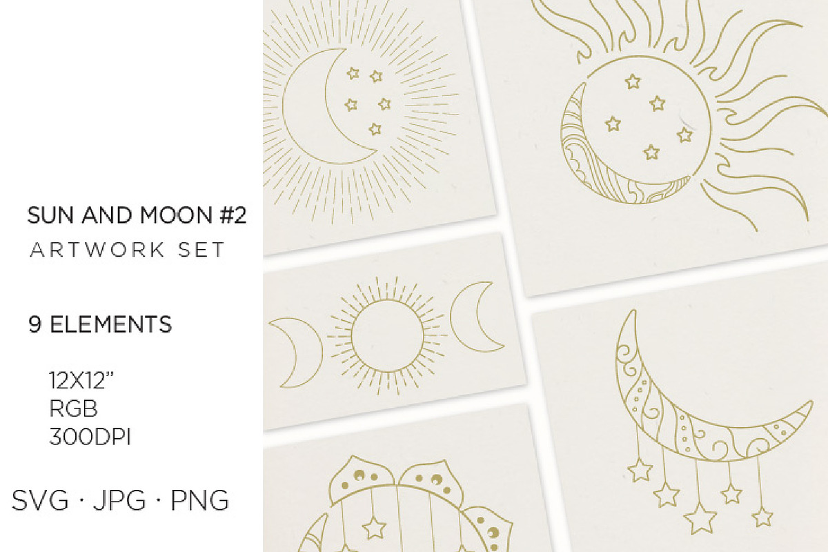 9 Zodiac, sun, moon and stars, an Illustration by Bloom21Art (Photo 1 of 4)