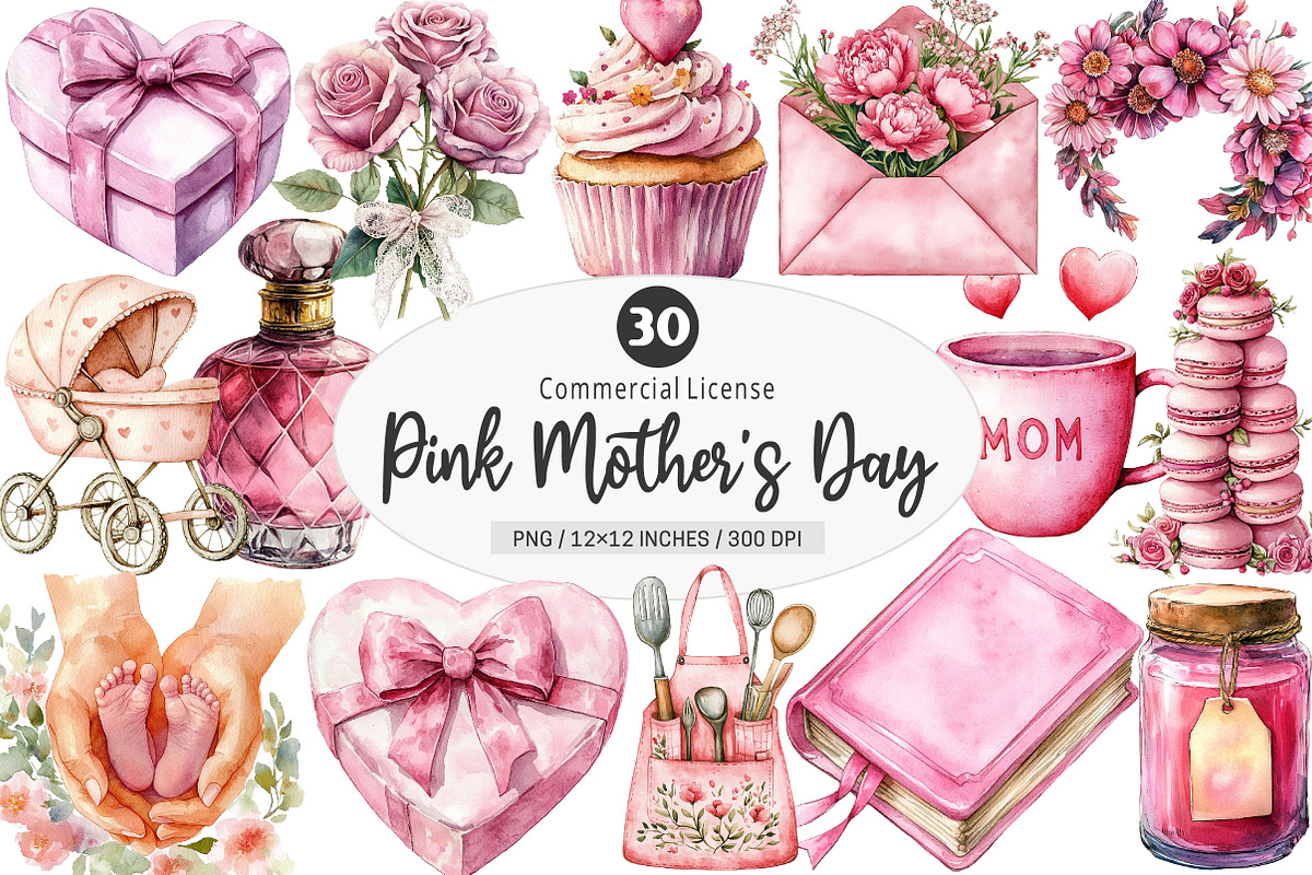 Pink Mother's Day PNG, an Illustration by SinaCreation (Photo 1 of 5)