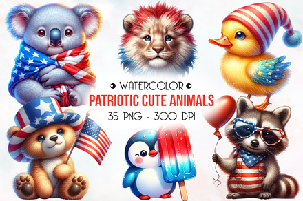 Patriotic Cute Animals Clipart