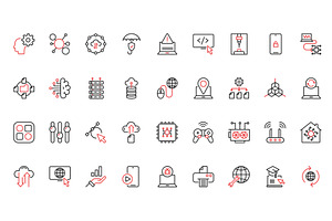 Information technology icons, a Technology Illustration by Lemberg Vector