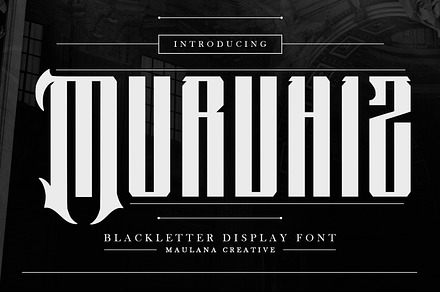 Murvhiz Blackletter Display Font, a Blackletter Font by Maulana Creative