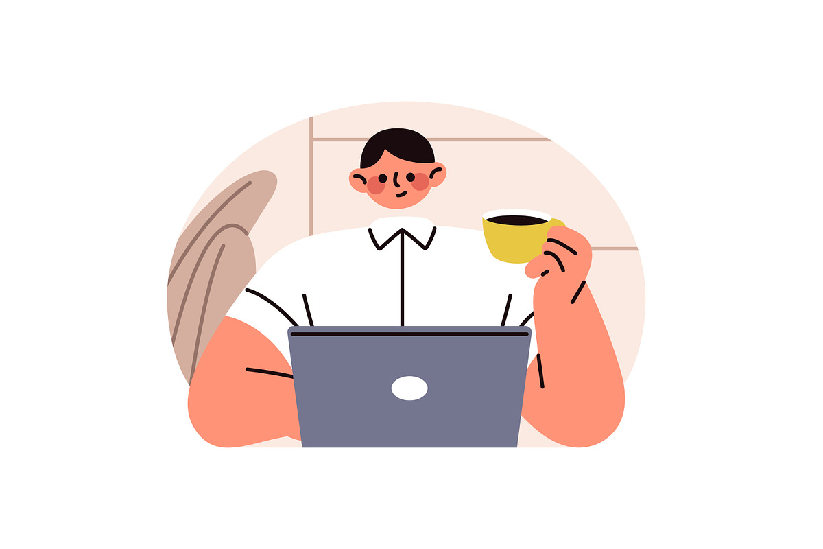 People work, study on laptop set, a Technology Illustration by PaperTrident (Photo 6 of 7)