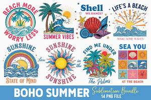 Boho Summer PNG Bundle, an Illustration by Dream Creation