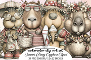 Summer Funny Capybara Clipart Bundle, an Illustration by SVGArt (Thumbnail 1 of 9)