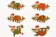 Funny Christmas Sloth Clipart, a Seasonal Illustration by Nicolle's Colorful Art (Thumbnail 3 of 6)