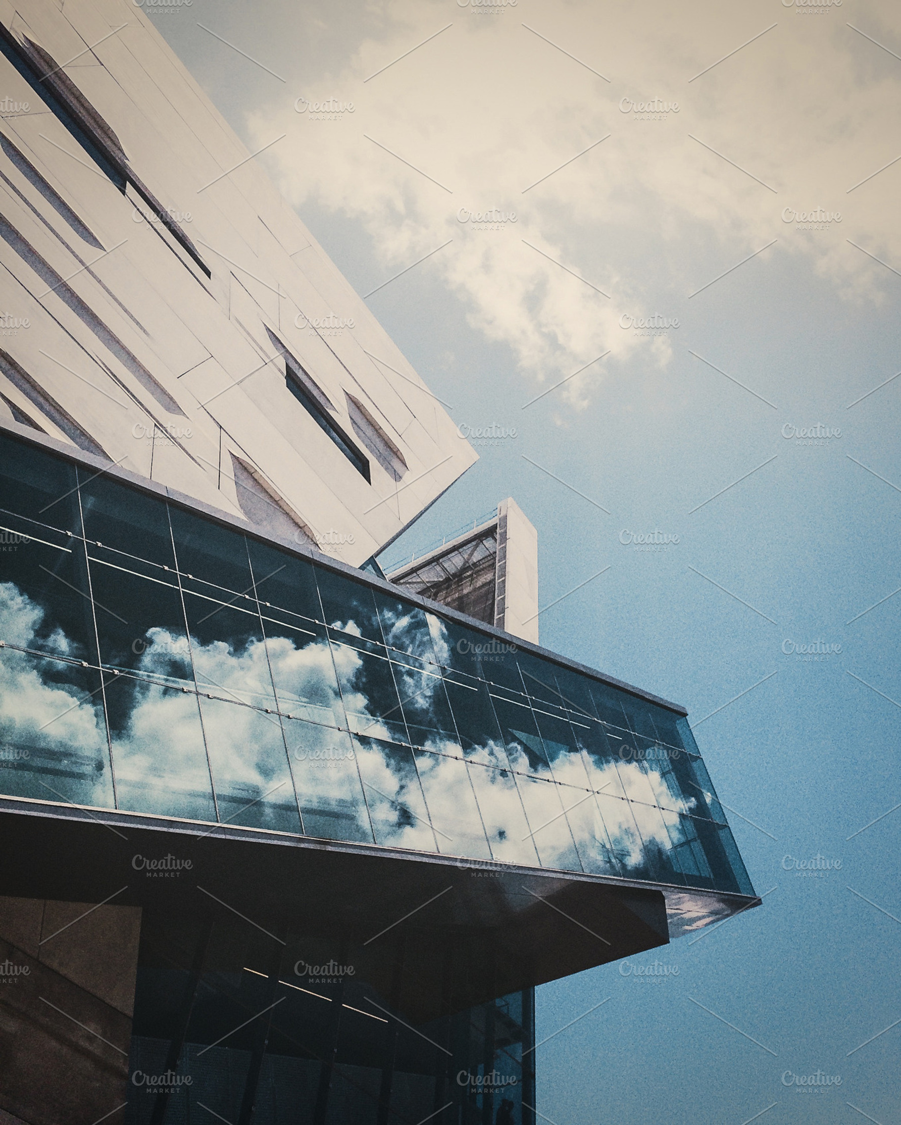 Perot museum and clouds containing clouds, reflection, and museum, an Architecture Photo by Will Milne Photography