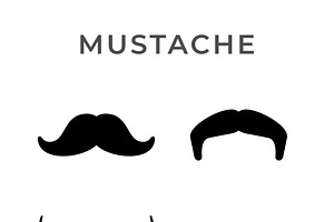 Set icons of retro mustache, a Solid Icon by motorama