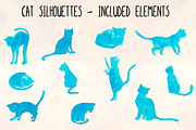 Blue Cat Silhouette Watercolors, an Animal Illustration by Violet LeBeaux (Thumbnail 1 of 3)