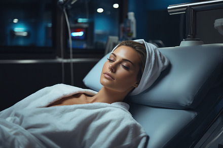 Plastic surgery. Young  woman receiving botox injection at beaut, a Person Photo by AS photostudio