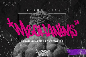 Mechanims - Urban Graffiti Font, a Blackletter Font by SemutHitam Creative
