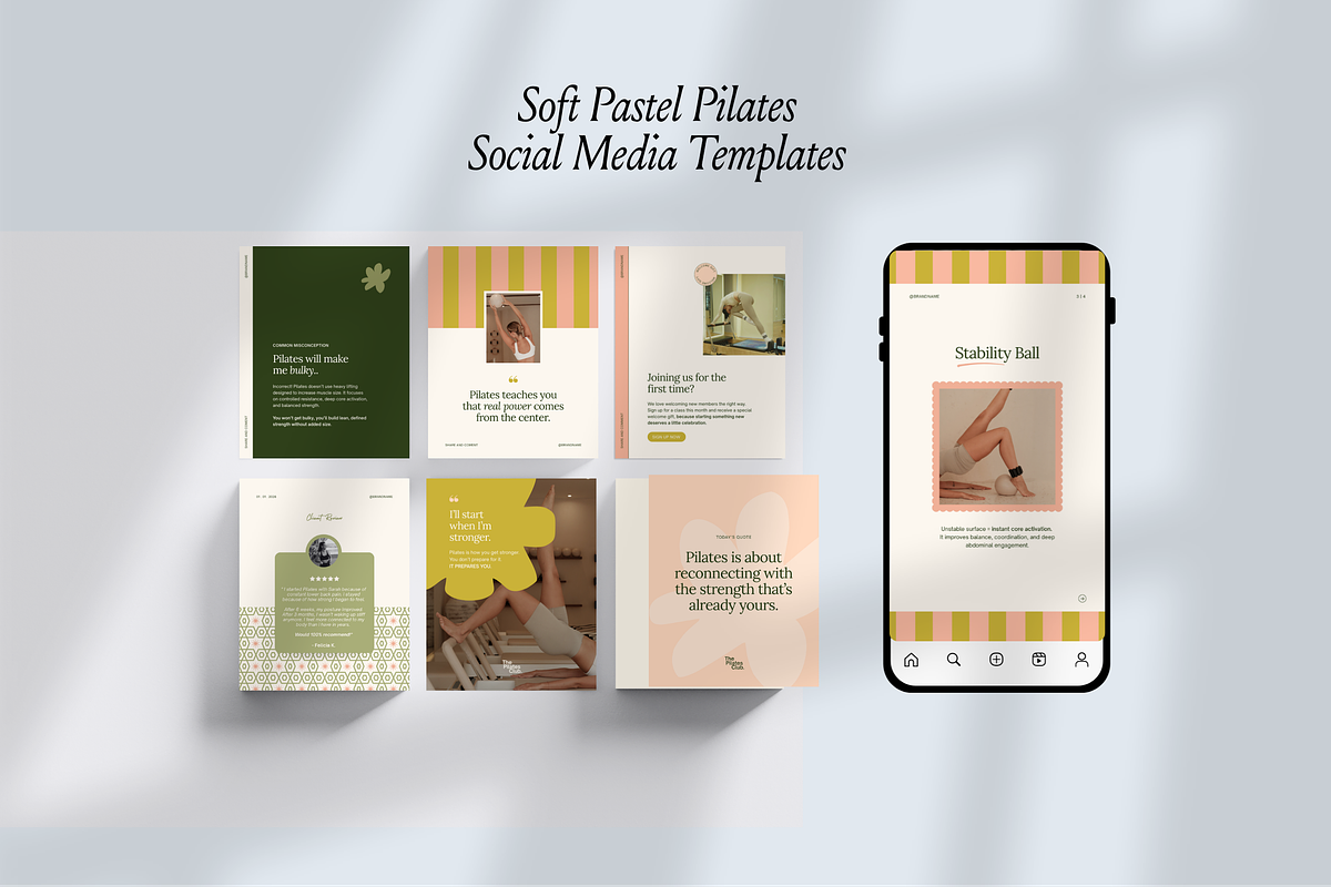 Luxury Pastel Pilates IG Templates, a Social Media Template by CanvaTemplateClubCo (Photo 6 of 10)