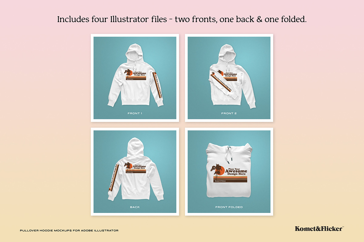 Hoodie Mockups for Illustrator, a Hoody Mockup by Komet & Flicker (Photo 4 of 9)