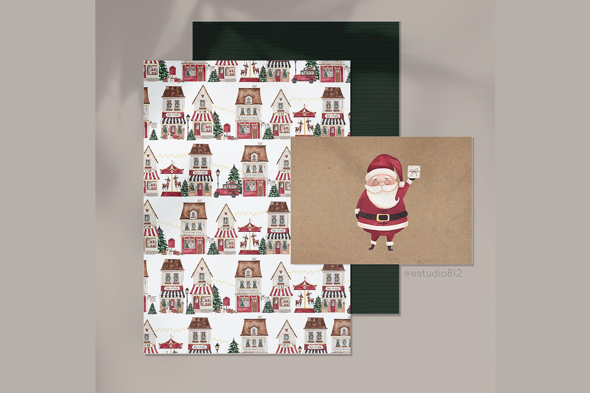 Christmas Village watercolor set, a Decorative Illustration by Estudio 812 (Photo 8 of 10)