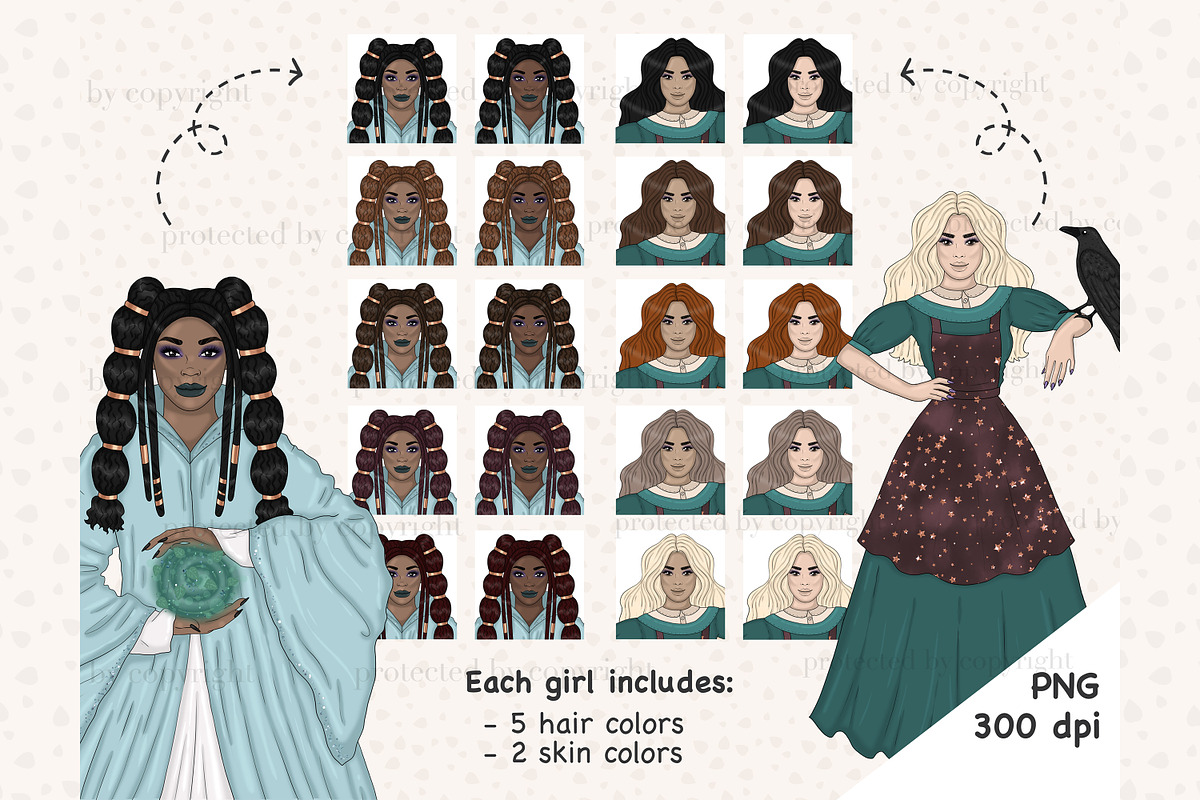 Witch Girl Clipart | Halloween Girl, a Person Illustration by GlamArtZhanna (Photo 3 of 4)