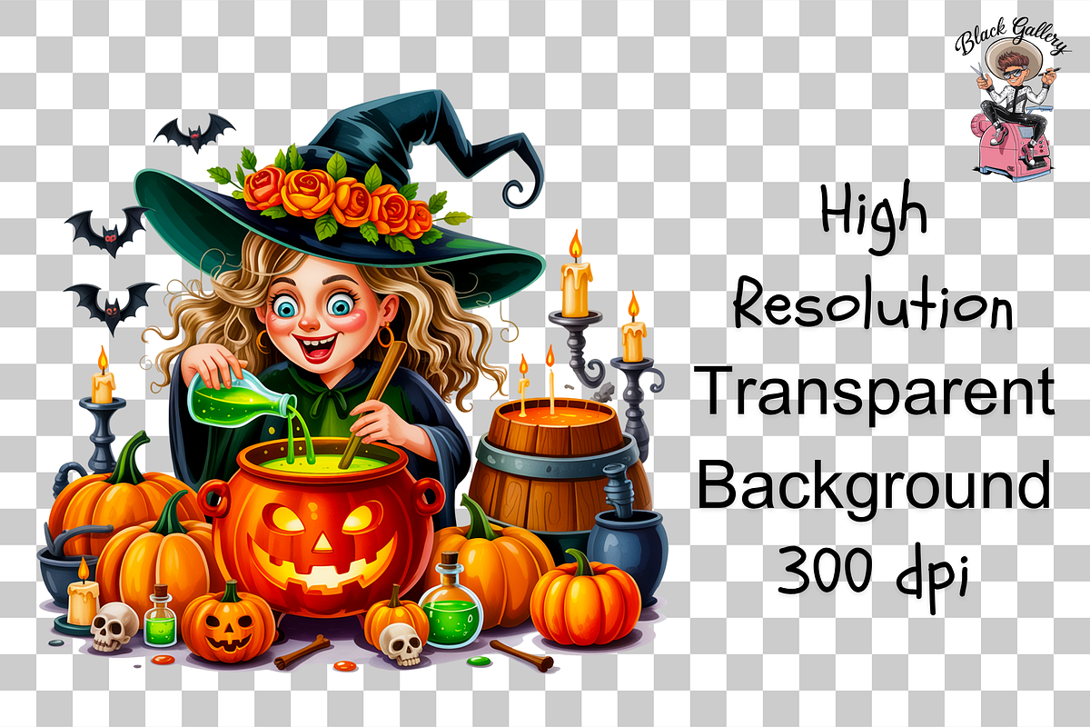10 Halloween Witch Clipart PNG, a Graphic by Clipart Studio (Photo 8 of 11)