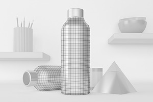Water Bottle Desktop Mockup, a Merchandise Mockup by Qaleb Studio