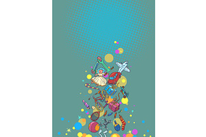 Pop Art Retro Lots of toys for kids, an Object Illustration by studiostoks