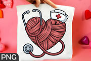 Faux Yarn Nurse Heart Stethoscope, an Illustration by RobertsArt (Thumbnail 2 of 4)